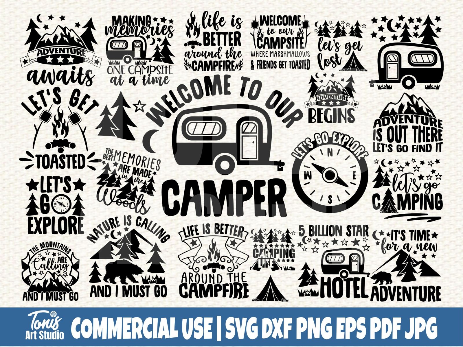 Lets Get Toasted Svg, Funny Camping Saying Quote Svg