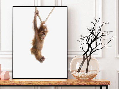 Monkey Wall Art Print, Nursery Wall Decor, Printable Art