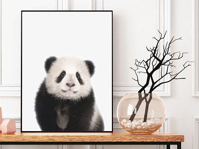 Panda Wall Art Print, Nursery Wall Decor, Printable Art black and white minimalist nursery panda panda decor panda nursery panda print panda printable panda wall art printable art wall art print