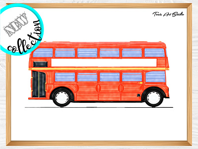London Bus Watercolor artwork kids bedroom art london bus prints wall art watercolor