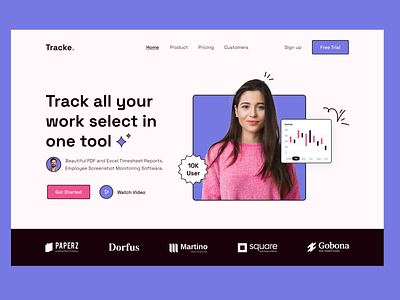 Tracking Website Design : landing page