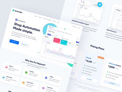 Shopify Reports app - Landing page application clean dashboad dashboard design interface landingpage shopify ui ui ux design webdesign website website design