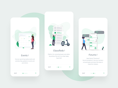 Onboarding for classified advertising app. android app clean dubai green illustation intro ios mobile mobile app mobile app design onboarding ui ui ux design user vector