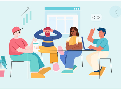 TEAM DISCUSSION branding character design flat illustration graphic design illustration logo minimal team team illustration ui vector