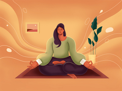 Girl Meditation character design flat illustration graphic design illustration minimal vector