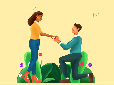 Boy proposing to a girl character design flat illustration graphic design illustration minimal ui vector