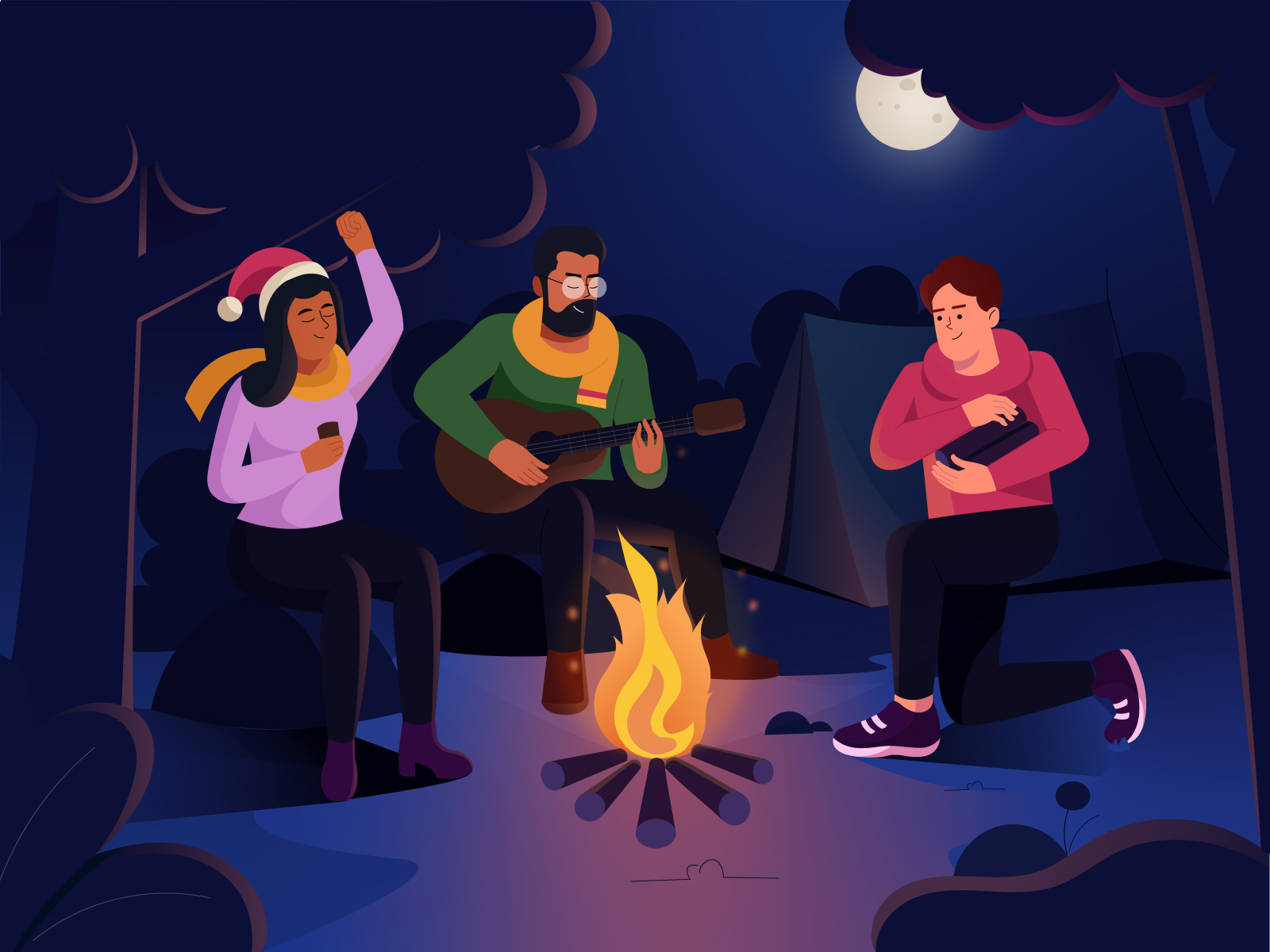 campfire characters by Sathish on Dribbble