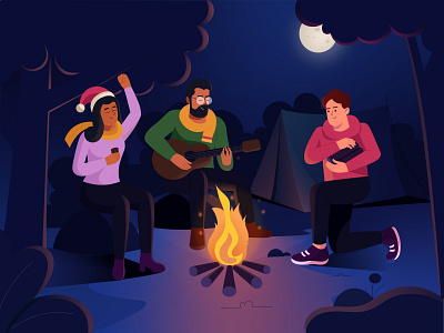 campfire characters character design flat illustration graphic design illustration minimal ui vector