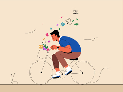 man cycling character design flat illustration graphic design illustration minimal ui vector