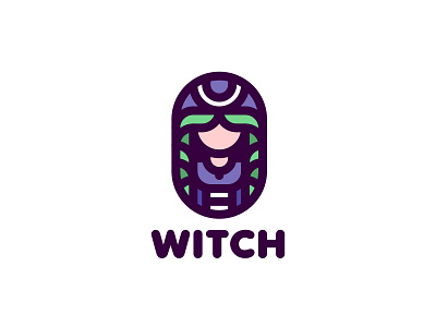 Witch Logo 195 brand branding hair hairstyle illustration label lastspark line logo logotype magic mantle mark outline witch wizard woman
