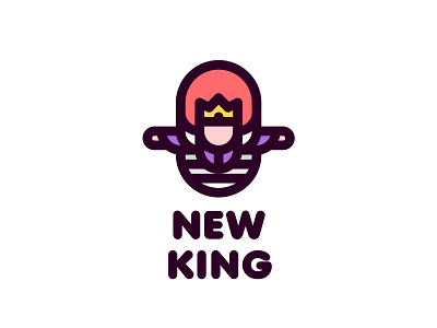 New King Logo 196 brand branding coronation crown fairy tale illustration king ladder leader legend line logo logotype man middle ages myth outline victory win winner