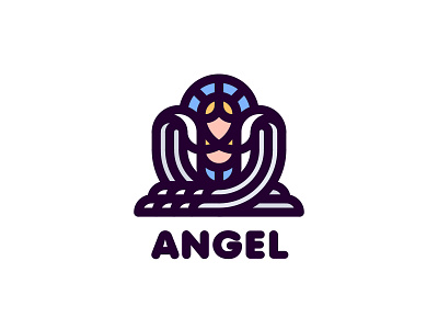 Angel Logo 197 angel brand branding fairy tale flight fly girl illustration legend light line logo logotype mark myth outline sky wing wings woman