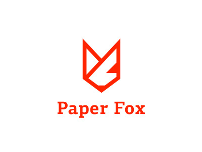 Paper Fox clean fox line logo logotype origami paper symbol