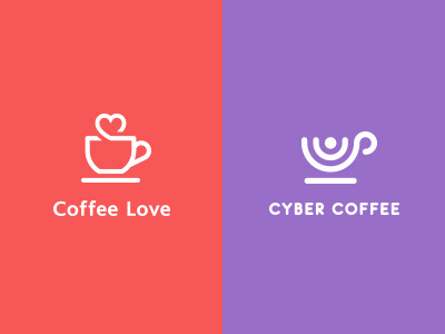 Coffee Love / Cyber Coffee cafe clean coffee cup cyber line logo logotype love