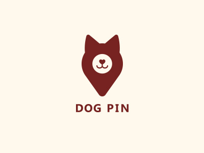 Dog Pin clean dog location logo logotype map pin point