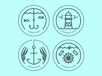 Cove Badges anchor badge cove fishing icon icons lighthouse line shipwreck