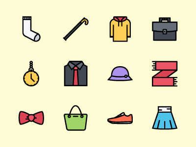 The Clothes Icons 200 accessories clothes colored icons creativemarket footwear graphicriver hat iconfinder icons outline icons