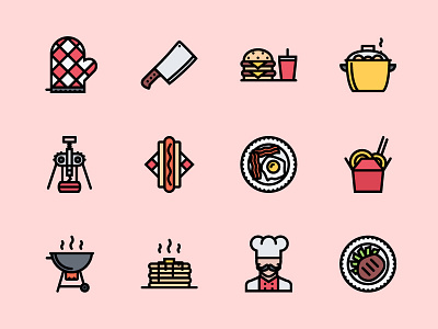 The Kitchen Icons 100 cafe creativemarket food graphicriver icon iconfinder icons kitchen outline