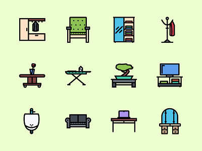 The Furniture Icons 100 creativemarket furniture graphicriver icon iconfinder icons interior outline