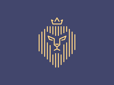 Lion King clean crown icon king line lion logo logotype outline