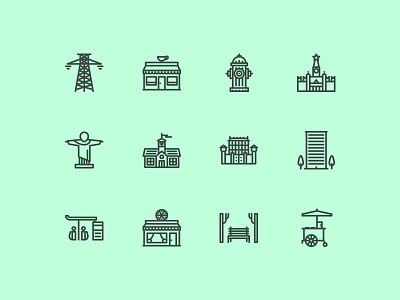 The City Icons 100 architect building city creativemarket graphicriver icon iconfinder icons outline