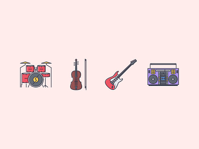 The Music Filled Outline Icons 25 boombox con drum set electric guitar filled outline iconfinder icons music outline set violin