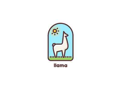 llama clean field grass lama llama logo logotype meadow nature sky sun wool