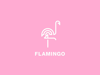 Flamingo Logo - Day 33 balance beauty bird clean flamingo lastspark line logo logos monochrome outline pink