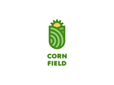 Corn Field Logo - Day 34 clean corn farm farmer field green last spark line logo logos outline sun