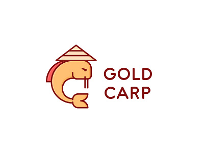 Gold Carp Logo - Day 35 asian carp clean fish gold illustration last spark logo logos mascot outline restaurant