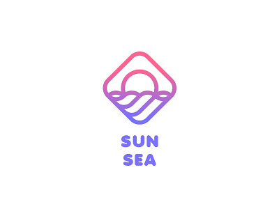 Sun Sea Logo - Day 44 clean last spark line logo logos one day one logo outline photo sea sun travel wave