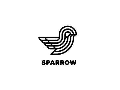 Sparrow Logo - Day 67 bird birds bold cartoon fast feather last spark line lines logo mascot nature one day one logo outline sparrow speed strong style wing wings