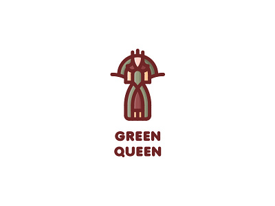 Green Queen Logo - Day 70 cafe champagne crown dress eco ecology fantasy green illustration kingdom last spark legend logo myth one day one logo power queen restaurant sale wine