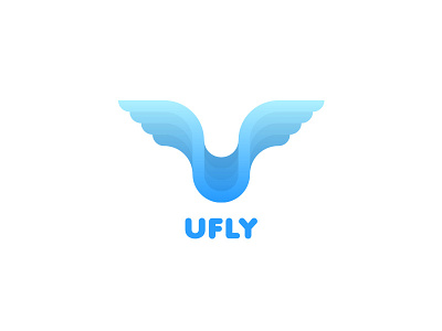 U Fly Logo - Day 77 bird circle clean detailing feather flight fly future geometry gradient last spark letter logo logos one day one logo shadow typography u wing wings