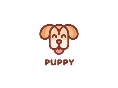 Puppy Logo - Day 85 animal brand cute dog funny happiness happy illustration last spark line logo logos mark mascot one day one logo outline pet pets puppy satisfied
