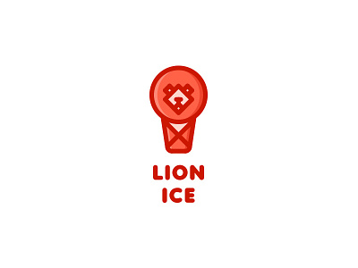 Lion Ice Logo - Day 95 animal brand cafe cold cream food ice ice cream illustration jungle last spark line lion logo logos one day one logo orange outline restaurant sweet