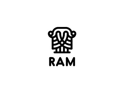 Ram Logo - Day 99 animal black brand clothes cute field fleece handmade horn last spark line logo logos mascot one day one logo outline ram sheep simple wool
