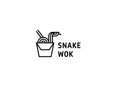 Snake Wok Logo - Day 111 animal box cafe china chinese eat fast food kitchen last spark line logo logos noodles one day one logo outline pasta restaurant snake wok