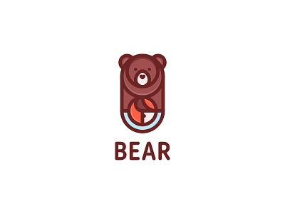 Bear Logo - Day 117 animal bea brand brown camp camping fish grizzly illustrative lake last spark line logo logos mascot one day one logo outline salmon travel wild