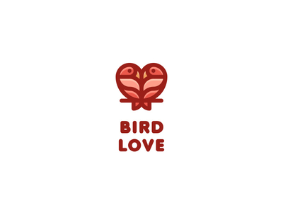 Bird Love Logo - Day 124 bird birds brand canary cute event for sale illustration last spark line lines love mark mascot one day one logo outline pet pets relationship wedding