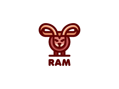 Ram logo baker bakery brand cafe clothes farm farmer fleece food handmade horn horns line logo mascot outline pretzel ram sheep wool