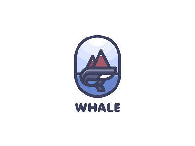 Whale Logo brand branding dolphin fish island lastspark light line logo logotype mark mountain nature ocean outline sun water whale