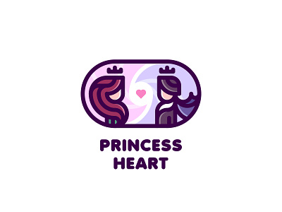Princess Heart crown face fairy tale heart king kingdom legend line logo love magic man middle ages myth outline prince princess queen wedding woman
