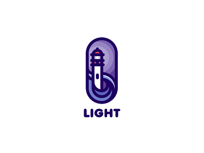 Light Lighthouse Logo badge brand branding building label lamp light lighthouse logo logotype mark nature night ocean sailing sailor sea ship water wave