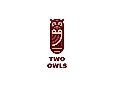 Two Owls Logo animal bird brand branding eagle owl family hollow illustration label lastspark line logo logotype mark nature nest outline owl tree
