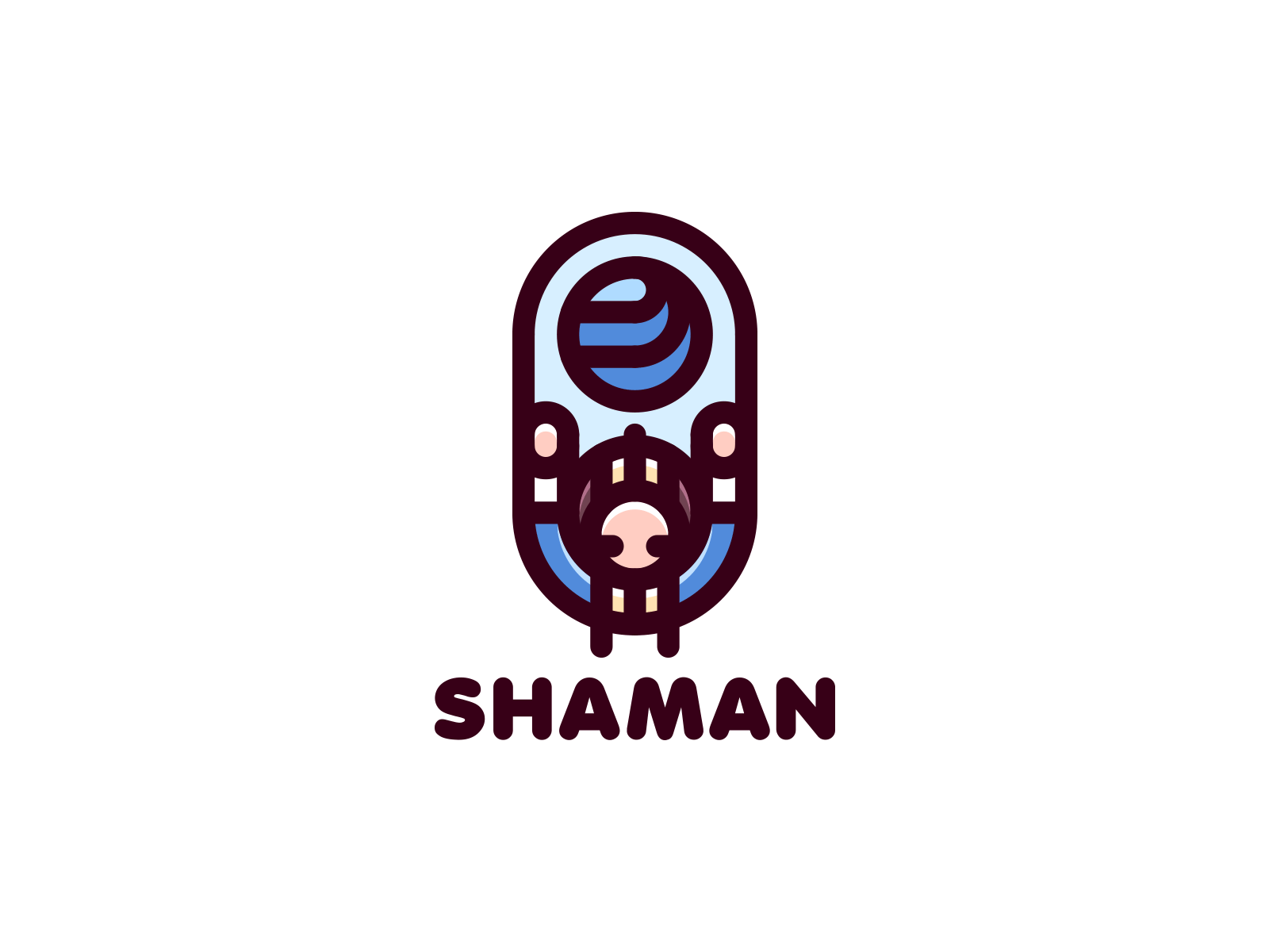 Shaman Logo avatar balance culture earth element fire guru illustration line logo logotype magician man metal nature outline shaman tree water wizard