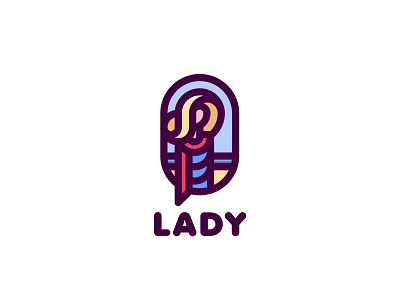 Lady Logo beach brand branding dress female hat illustration lady line logo logotype model ocean outline scarf sea sun travel water woman