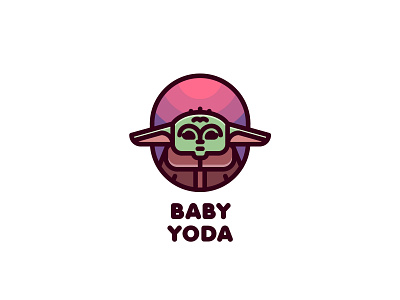 Baby Yoda Logo alien baby baby yoda brand branding child illustration kid light line logo logotype mandalorian mark outline planet sky space star wars yoda