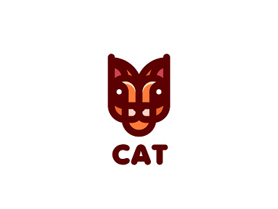 Cat Logo animal brand branding cat head illustration label lastspark line logo logotype lynx mark nature outline wild