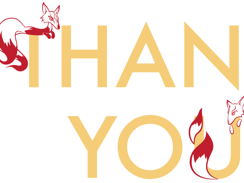 Kitsune Thank You Card lettering fox spirit kitsune